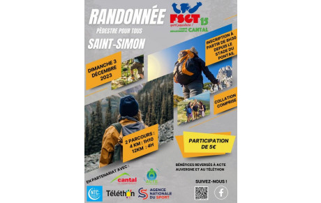 Randonnée pédestre le 03/12 à SAINT-SIMON